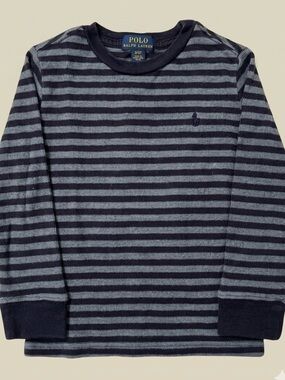 Polo by Ralph Lauren Navy & Gray Stripe Crewneck Boys Knit Thermal Top - 3T